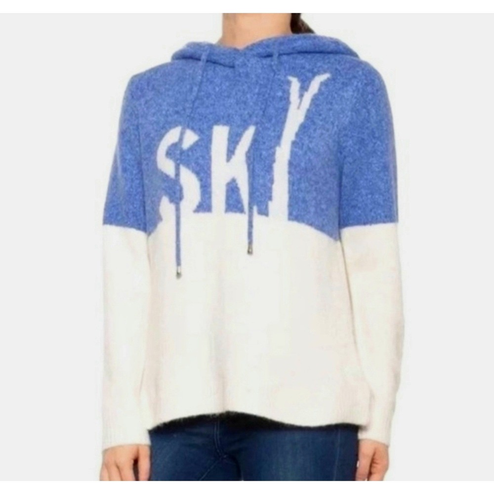 Cupcakes and Cashmere Hoodie Sweater Ski Pullover Sz XL Blue White Plush‎